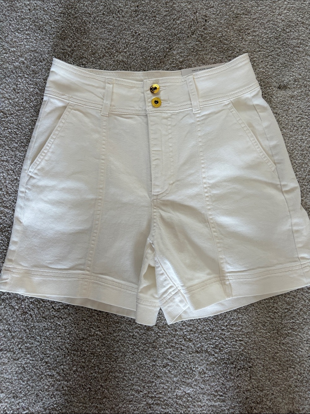 INC International Concepts White High-Waist Button Front Shorts